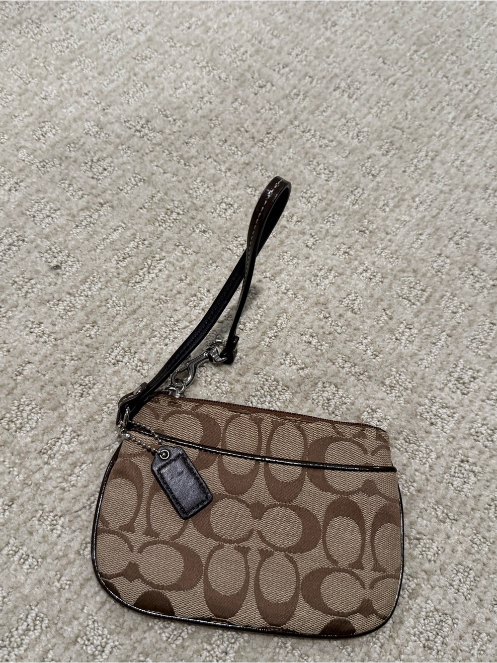 Coach Signature Brown Wristlet NWOT